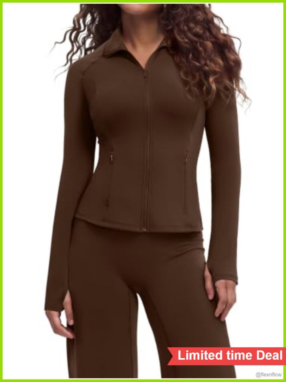 Two Piece Workout Set Zip Up Jacket Wide Leg Yoga Pants